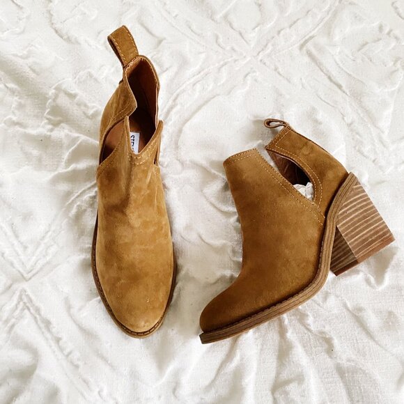 Steve Madden Sharini Chestnut Suede Leather Ankle Booties New - Picture 5 of 8